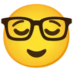 relieved face + nerd face