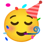 relieved face + partying face