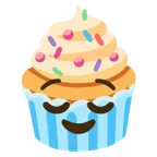 relieved face + cupcake