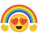 smiling face with heart-eyes + rainbow