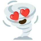 smiling face with heart-eyes + tornado