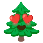 smiling face with heart-eyes + evergreen tree