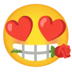 smiling face with heart-eyes + rose