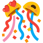 smiling face with heart-eyes + confetti ball