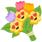 smiling face with heart-eyes + bouquet
