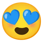 smiling face with heart-eyes + blue heart