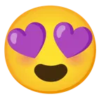 smiling face with heart-eyes + purple heart