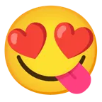 smiling face with heart-eyes + face savoring food