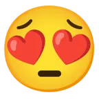 smiling face with heart-eyes + pensive face