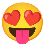 smiling face with heart-eyes + face with tongue