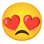 smiling face with heart-eyes + disappointed face