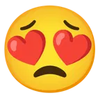 smiling face with heart-eyes + worried face