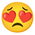 smiling face with heart-eyes + persevering face