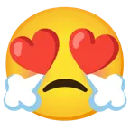 smiling face with heart-eyes + face with steam from nose
