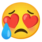 smiling face with heart-eyes + sad but relieved face