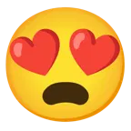 smiling face with heart-eyes + frowning face with open mouth