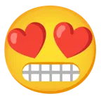 smiling face with heart-eyes + grimacing face