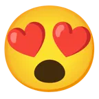 smiling face with heart-eyes + face with open mouth