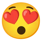smiling face with heart-eyes + hushed face