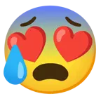 smiling face with heart-eyes + anxious face with sweat