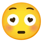 smiling face with heart-eyes + flushed face