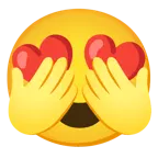 smiling face with heart-eyes + see-no-evil monkey
