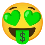 smiling face with heart-eyes + money-mouth face