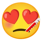 smiling face with heart-eyes + face with thermometer