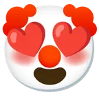 smiling face with heart-eyes + clown face