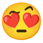 smiling face with heart-eyes + face with raised eyebrow