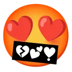 smiling face with heart-eyes + face with symbols on mouth
