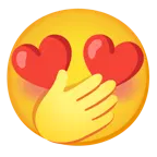 smiling face with heart-eyes + face with hand over mouth
