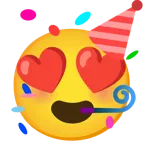 smiling face with heart-eyes + partying face