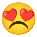 smiling face with heart-eyes + frowning face