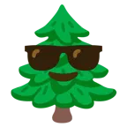 faccina con sorriso e occhiali da sole + albero sempreverde