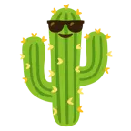 faccina con sorriso e occhiali da sole + cactus