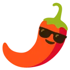 faccina con sorriso e occhiali da sole + peperoncino