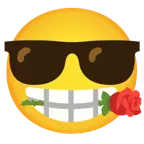 faccina con sorriso e occhiali da sole + rosa