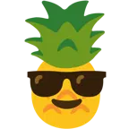faccina con sorriso e occhiali da sole + ananas