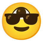 faccina con sorriso e occhiali da sole + occhio