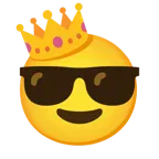 faccina con sorriso e occhiali da sole + corona