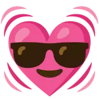 faccina con sorriso e occhiali da sole + cuore che batte