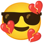 faccina con sorriso e occhiali da sole + cuore infranto