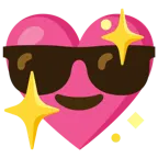 faccina con sorriso e occhiali da sole + cuore che luccica