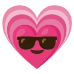 faccina con sorriso e occhiali da sole + cuore che cresce
