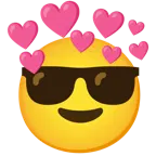 faccina con sorriso e occhiali da sole + cuore con freccia