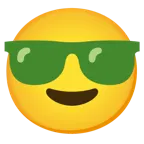 faccina con sorriso e occhiali da sole + cuore verde