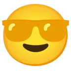 faccina con sorriso e occhiali da sole + cuore giallo