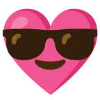 faccina con sorriso e occhiali da sole + cuore con fiocco