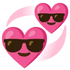 faccina con sorriso e occhiali da sole + cuori che girano
